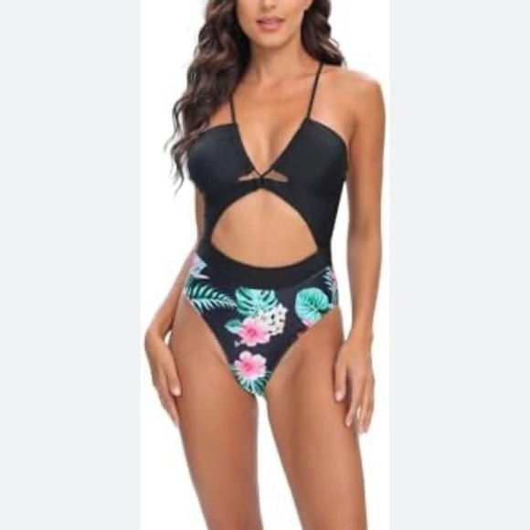 CUPSHE Plunge Neckline Cutout Criss Cross High waist One Piece Swimsuit Size XL - Picture 2 of 11